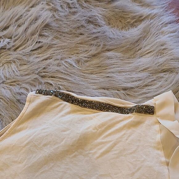 Juicy couture womens tan flowy tshirt with embellished detail on shoulders - Picture 5 of 7